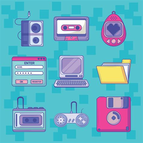 retro tech gadgets  vector art  vecteezy