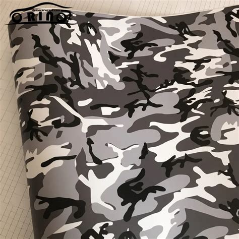 Black White Grey Snow Camouflage Vinyl Car Wrap Arctic Printed Camo