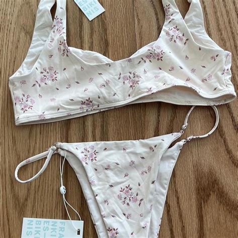 Frankies Bikinis Rose Flower Bikini Set Worn Once Depop