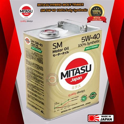 MITASU MOLY-TRiMER SM/CF 5W-40 100% Fully Synthetic Engine Oil 4L (100% ...