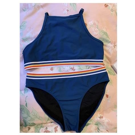 Navy Blue Sporty Bikini Set Halter Neck Bikini Top Depop