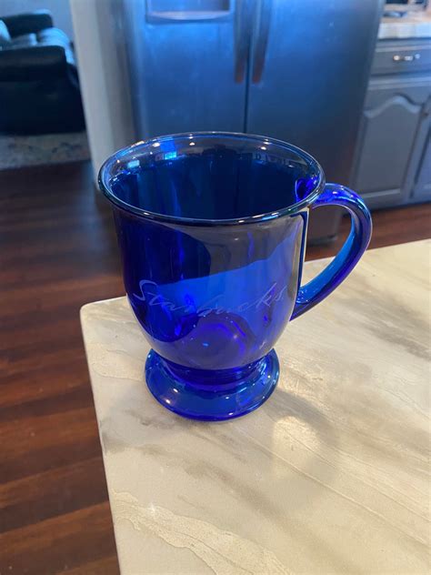 Vintage Starbucks Cobalt Blue Glass Coffee Mug Excellent Condition