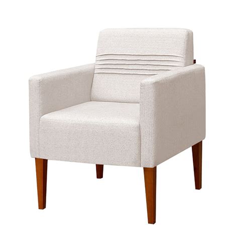 Poltrona Aila Linho Nude e Pés em Madeira vyle O melhor para sua casa Como se ela fosse nossa