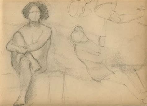 ANTIQUE PENCIL DRAWING Original Nude Woman Portrait PicClick UK