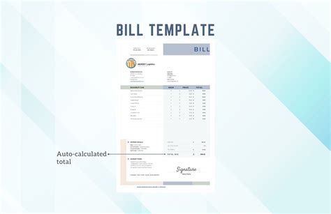 Bill Template in MS Excel, Google Sheets - Download | Template.net