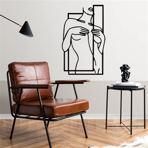 Naked Woman Metal Wall Art LED Light Minimalist Female Wall Decor Bedroom Led Sign Gift For