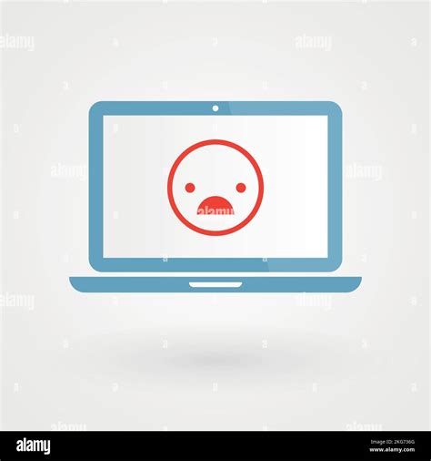 Laptop And Unhappy Smiley Concept Of Dissatisfaction Vector