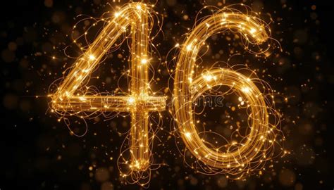 Sparkling Number 46 Glowing Festive Light Trails Design Abstract Art