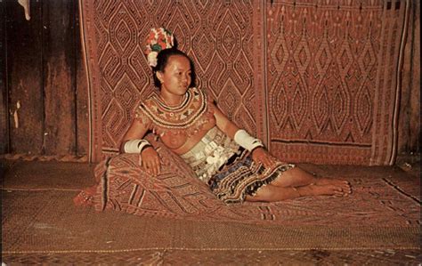 Cultures Ethnography Nude Beautiful Woman Dayak Girl In Longhouse Sarawak Postcard The