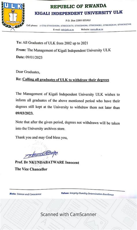 Kigali Independent University Ulk On Twitter Very Urgent This Is To