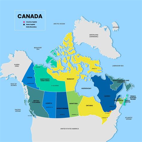 Colorful Canada Map with Surrounding Borders 22362841 Vector Art at