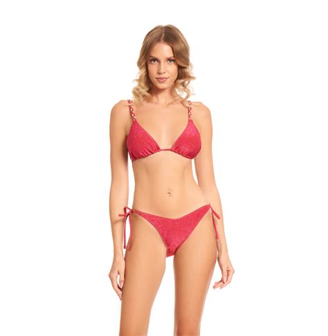 Cotazur Bikini Triangolo Lurex Treccia Fucsia Profumeria Mastrangelo