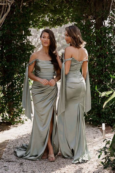 Esme Off Shoulder Satin Ribbon Bridesmaid Dress To901 Rust Sentani