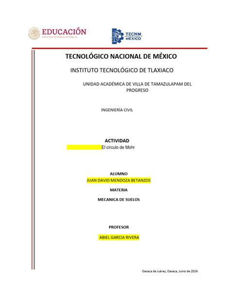 El Círculo De Mohr Mecanica De Suelos Pdf Estrés Mecánica