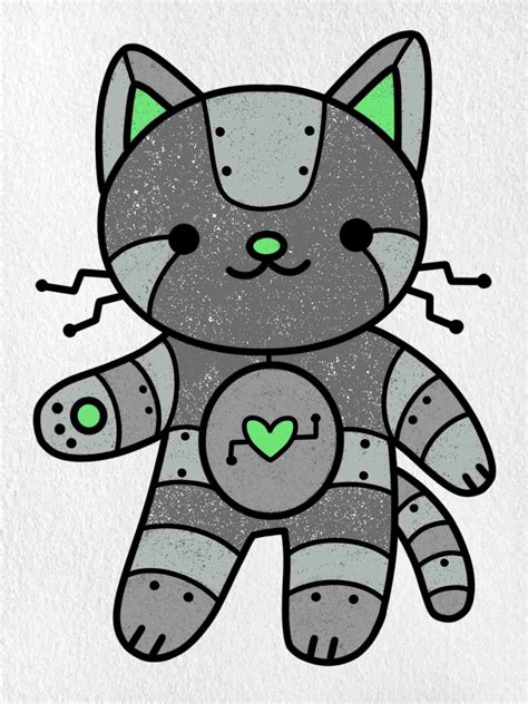 Robot Cat Drawing - HelloArtsy