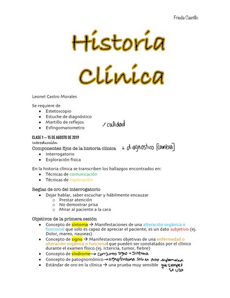 Historia Clinica Leonel Leonel Castro Morales Se Requiere De