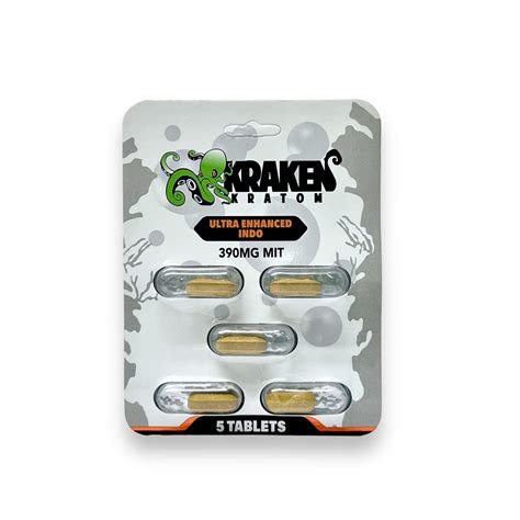 Kraken Kratom Chewable Tablets Ultra Enhanced Indo Blister Pack 5ct 390mg
