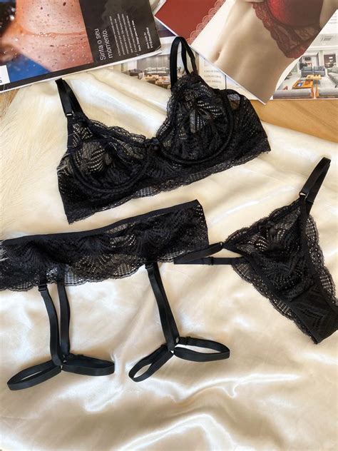 Conjunto Cinta Liga Preto Site Exclusivo De Lingerie