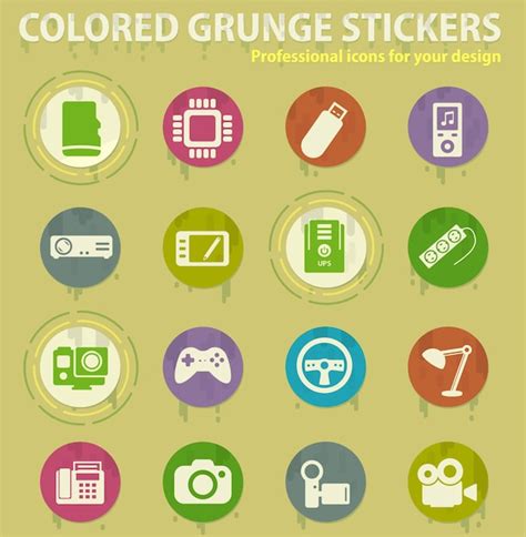 Premium Vector Devices Colored Grunge Icons