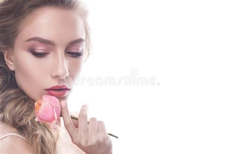 Beautiful Girl Image Bride Flower Model Nude Makeup Rose Her Hand Stock Photos Free Royalty
