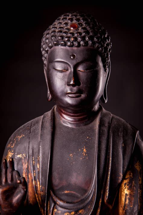 Giltwood Lacquered Buddhist Figure Of Amida Nyorai For Sale At 1stDibs