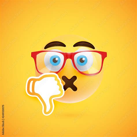 Emoticon With Thumbs Down Vector Illustration Stock Vector Adobe Stock