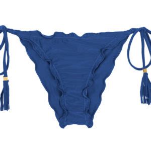 Jeans Blaue Scrunch Bikinihose Mit Fransen Calcinha Denim Frufru Bikini BRASIL Shop