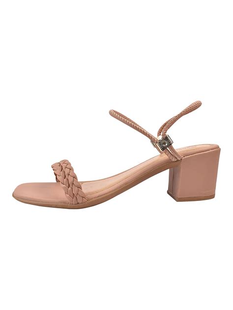 Sandália feminina adulta de salto bloco confortável SS10 Nude