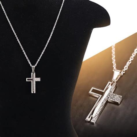 Colar Masculino Crucifixo Pai Nosso Corrente Pingente No Shoptime