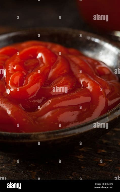 Organic Red Ketchup Sauce In A Bottle Stock Photo Alamy