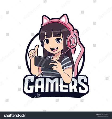 Cute Gamer Girl Cartoon Playing On Stock Vector (Royalty Free ...