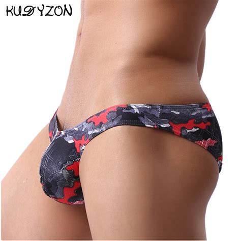 Kudyzon Ropa Interior Sexy Gay Para Hombre Bragas Estampadas De Cintura Baja Cuecas