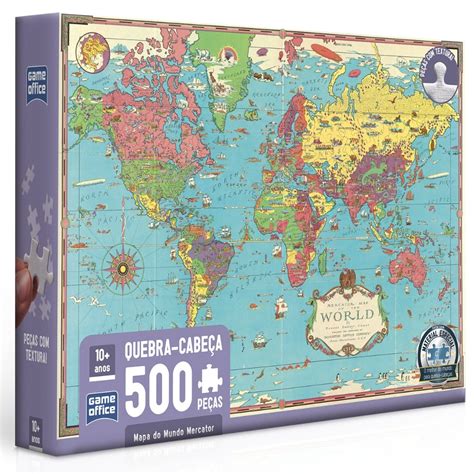 Quebra Cabeça Mapa Do Mundo - QUEBRA CABEÇA MAPA DO MUNDO MERCATOR 500 PEÇAS TOYSTER MAP OF THE WORLD ...