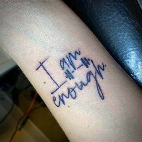 I Am Enough Tattoo With Flower – SkinTots.com