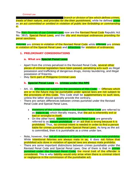 SPL - WEEK 1 - Basics of SPL - The Revised Penal Code Book I, as that