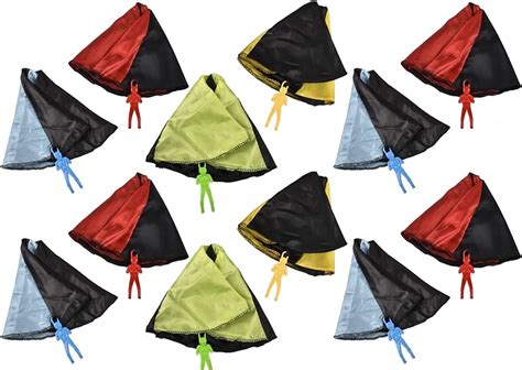 Set Of 12 Parachute Paratrooper Guy No Tangle Throwing Toy For Kids