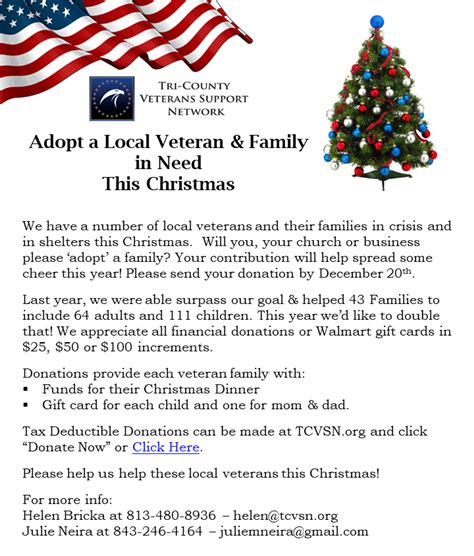 Adopt A Vet For Christmas Tri County Veterans Support Network