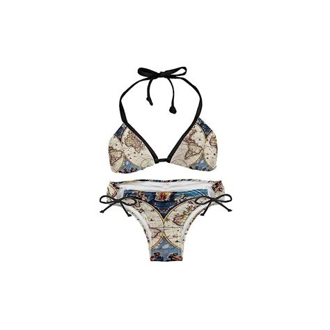 Suojapuku Bikini Da Donna Costume Da Bagno A Due Pezzi Vecchia Mappa D Epoca Insiemi Del Bikini