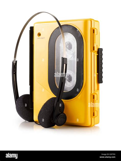 An old fashioned yellow portable Walkman style cassette player Stock ...