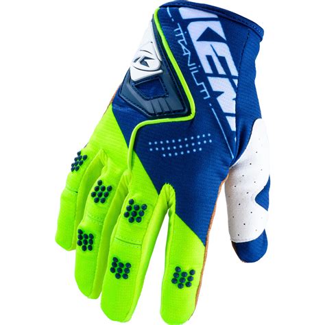 Gants Cross TITANIUM KENNY Bleu Jaune Fluo MOTO AXXE FR Gants Cross