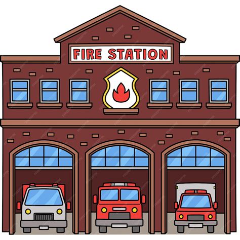 premium vector fire station cartoon colored clipart illustration