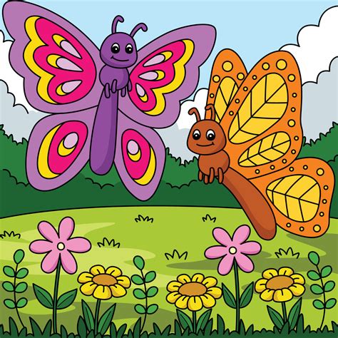 primavera dos mariposas de colores dibujos animados 19979788 Vector en ...