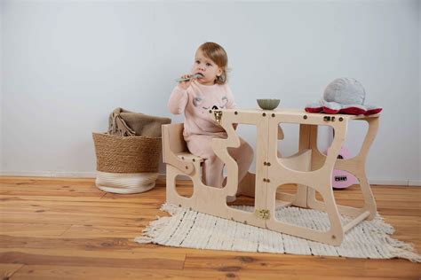 ᐉ Стул для кормления Woodandhearts Монтессори со спинкой и фигурными ...