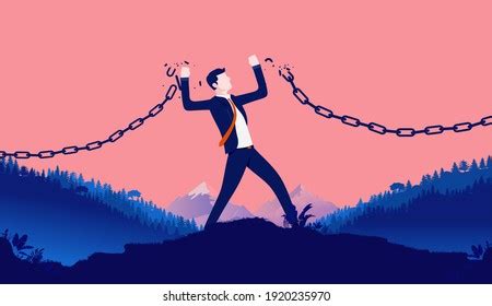 Break Free Business Businessman Breaking Chains Stock Vector (Royalty ...