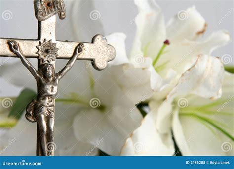 Cross And Easter Lilies Stock Photo Image Of Prayer Christian 2186288