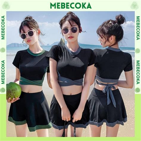 BIKINI LOẠI ĐẸP Bộ Bikini 2 mảnh đẹp quần giả váy ngắn tay mặc đi biển đi bơi hàng Cao Cấp Loại