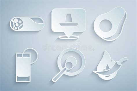 Set Gong Avocado Fruit Tequila Glass With Lemon Hot Chili Pepper Pod Mexican Sombrero And