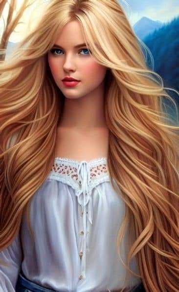 Portrait Of A Beautiful Woman With Long Blonde Hair