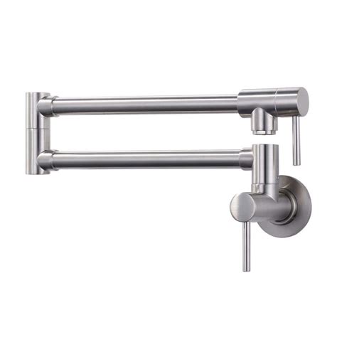 Iviga Wall Mounted Brass Pot Filler With 2 Handles In Brushed Nickel Vsk46 The Home Depot