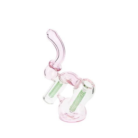 Pretty In Pink Glass Double Bubbler Pipe Smoking Outlet